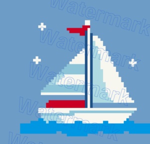 sailboat needlepoint canvas | 4x4 inch | 18 mesh digital painted with stitch painted details