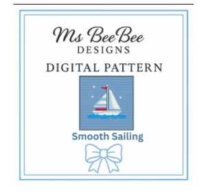 sailboat needlepoint & cross stitch pattern | 4x4 inch | 18 count chart | coastal nautical digital download
