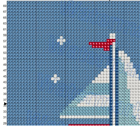 sailboat needlepoint & cross stitch pattern | 4x4 inch | 18 count chart | coastal nautical digital download