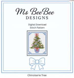 chinoiserie christmas tree cross stitch & needlepoint pattern – digital download