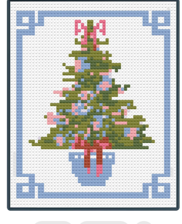 chinoiserie christmas tree cross stitch & needlepoint pattern – digital download