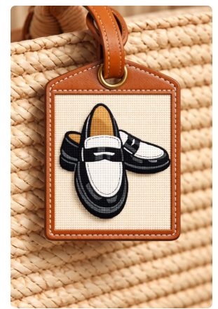 loafers needlepoint canvas | 3x3 inch | 14 mesh needlepoint | preppy coastal needlepoint design
