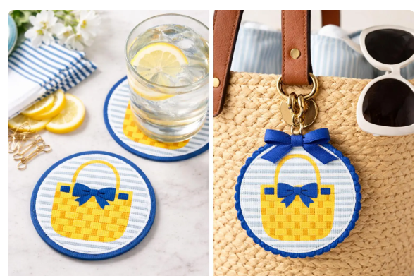 beach tote needlepoint canvas – 4x4 round | beginner friendly