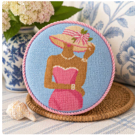 summertime girl needlepoint pattern | 4x5 digital download | 14 count mesh | beginner friendly needlepoint chart