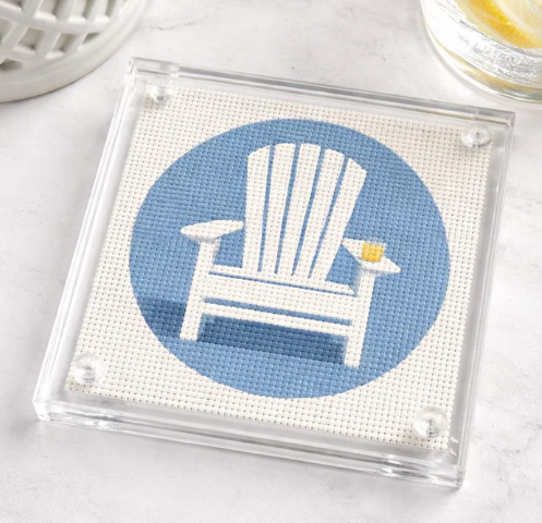 adirondack chair needlepoint canvas | preppy chinoiserie summer design | 4x4 canvas | 18 mesh
