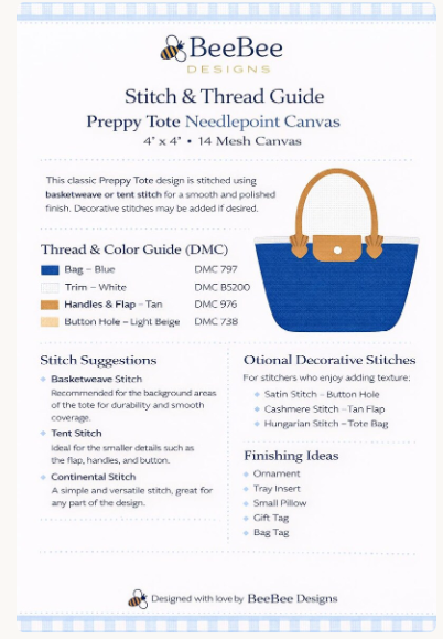 tote needlepoint canvas – 4x4 round on 14 mesh | coastal needlepoint design