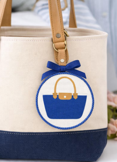 tote needlepoint canvas – 4x4 round on 14 mesh | coastal needlepoint design