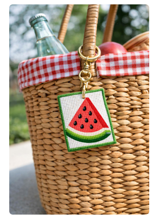 watermelon needlepoint canvas – 3x3 inch – 14 count mesh