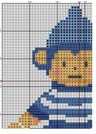 baby boy monkey needlepoint pattern | 4x4 inch digital download | 14 count mesh / nursery needlepoint canvas design | blue chinoiserie style
