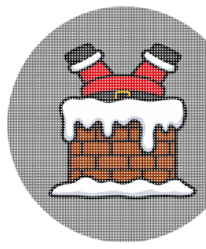 santa in the chimney – painted needlepoint canvas (14 count) 4x4 christmas gift