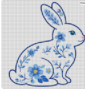 chinoiserie bunny needlepoint canvas – 4x4 on 14 mesh