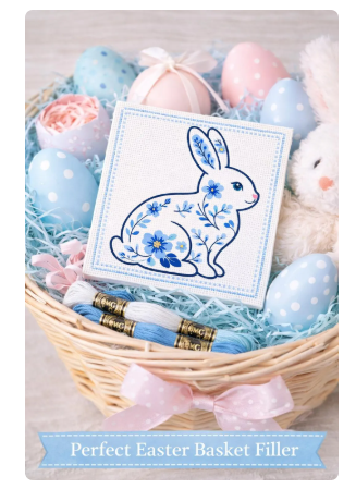 chinoiserie bunny needlepoint canvas – 4x4 on 14 mesh