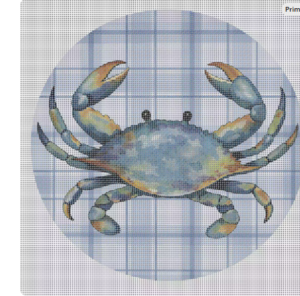 crab needlepoint canvas – 4x4 in | 18 mesh | digitally painted with stitch painted details