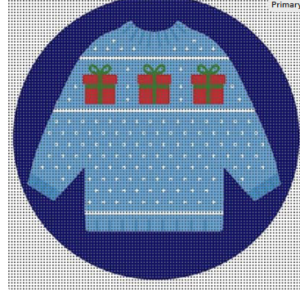 christmas sweater needlepoint ornament – 4x4 on 13 mesh