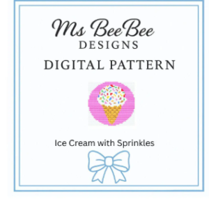 ice cream cone needlepoint pattern pdf | 4 inch round cross stitch pattern | pink sprinkle ice cream digital download | beginner friendly