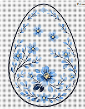 chinoiserie easter egg needlepoint canvas | 4x5 inch | digitally painted with stitch painted detail