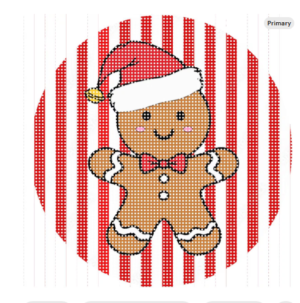 gingerbread man needlepoint ornament canvas: christmas design, 4x4 design
