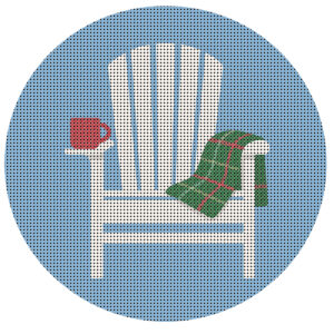 adirondack chair with mug & plaid blanket • 4x4 needlepoint canvas