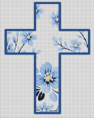 easter chinoiserie cross needlepoint canvas – 4x5 inch – 14 count