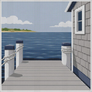 nantucket dock needlepoint canvas | coastal nautical design | 4x4 inch | 14 mesh