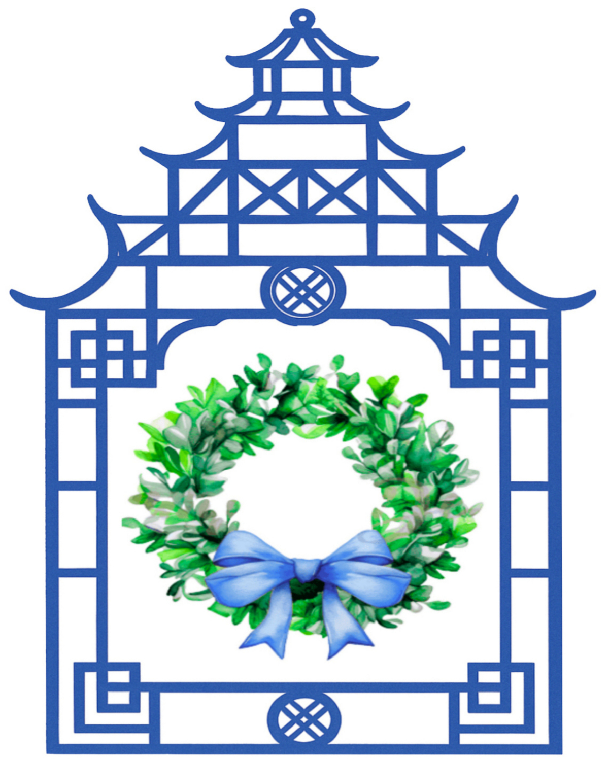 chinoiserie gazebo with wreath – needlepoint patterns 13 and 18 mesh digital download