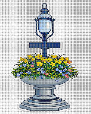 nantucket fountain needlepoint canvas – 4x5inch design on 14 mesh – coastal preppy needlepoint ornament, pillow or framed art